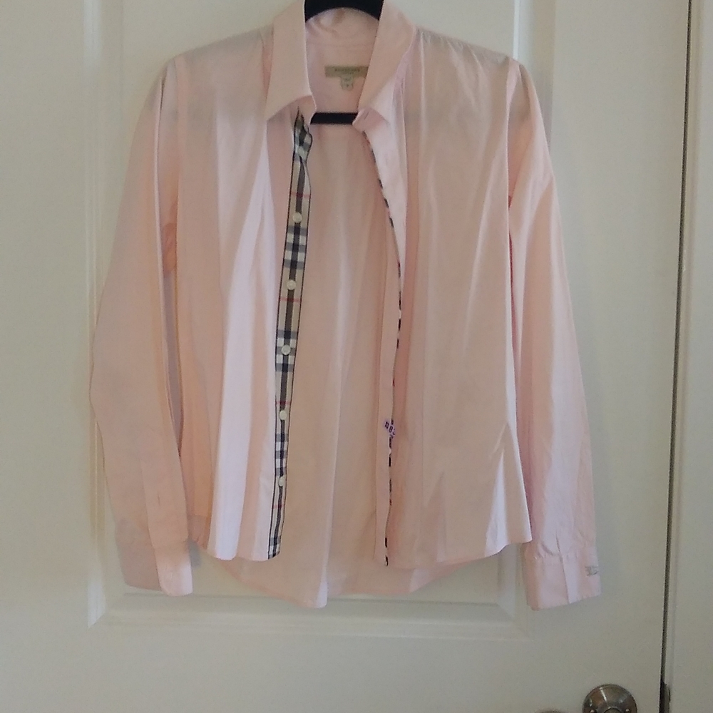 Burberry pink button down shirt